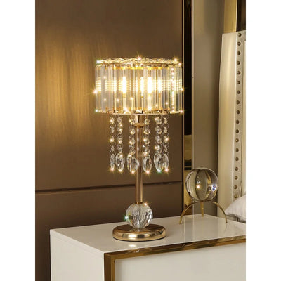 Luxury Crystal Love Golden Light Table Lamp – Touch Dimming & Remote Control for Bedroom, Living Room, Bedside