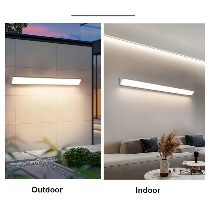 Long Strip LED Outdoor Wall Lamps - Waterproof Aluminum Lights for Porch, Garden, Corridor