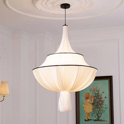 Vintage Cloth Pendant Lights - French Inspired Ceiling Lamps for Wabi Sabi Bedroom Decor