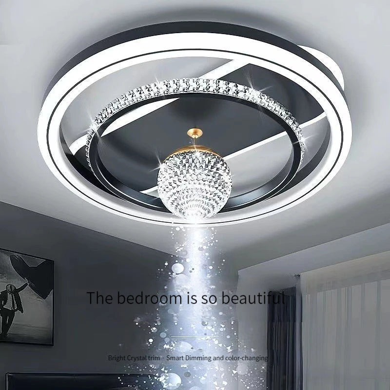Modern Crystal LED Ceiling Lamp for Eastern Minimalist Decor - Round Pendant Lamp for Living Room, Bedroom, Study