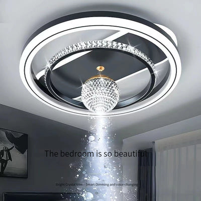Modern Crystal LED Ceiling Lamp for Eastern Minimalist Decor - Round Pendant Lamp for Living Room, Bedroom, Study