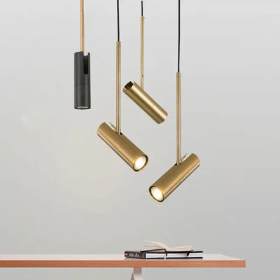 Minimalist LED Hanging Pendant Light: Stylish Black and Gold Chandelier for Bedroom, Dining Room, and Kitchen