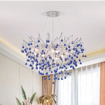 Pink Crystal Chandelier for Children's Room - Colorful Crystal Ceiling Chandelier for Kids Bedroom