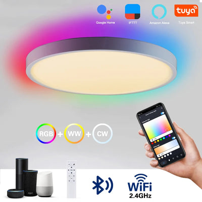 LED Smart Ceiling Light with WiFi and Remote Control | RGB and White Panel Light