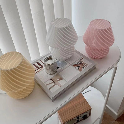 Murano Glass Desk Lamp Glass Table Bedside Lamps Vintage Striped Small Mushroom Decor Ambient Light Bedroom Living Room