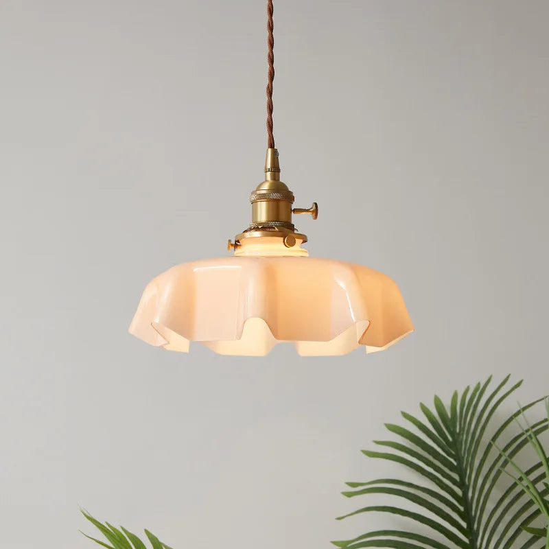 Nordic Floral Glass Pendant Light - Colorful E27 Lamp for Kitchen Island, Bedroom, and Hotel Spaces
