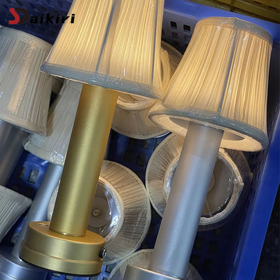 LED Fabric Table Lamp – Three-Position Dimmable, Rechargeable Wireless Decorative Lamp for Restaurant & Hotel Atmosphere