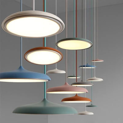 Modern LED Pendant Lamp - Artistic Design Metal Iron Suspension UFO - Creative Thin Nordic Hanging Light Fixture for Living Room