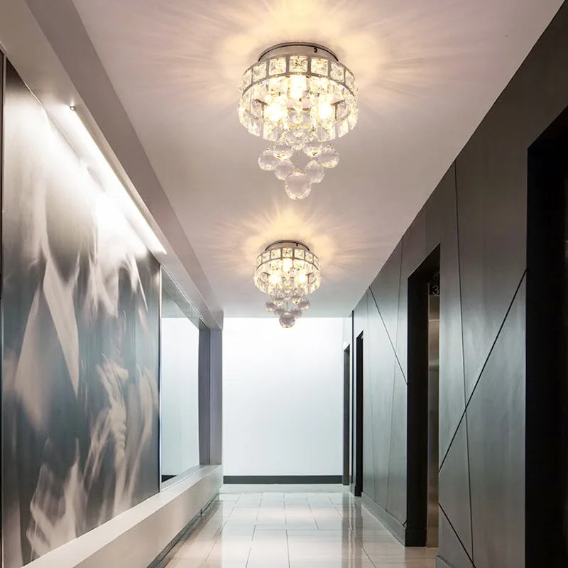 Luxury Crystal Ceiling Lamp Nordic LED Lights For Corridor Aisle Balcony Staircase Cloakroom Porch Bedroom Home Indoor Lighting