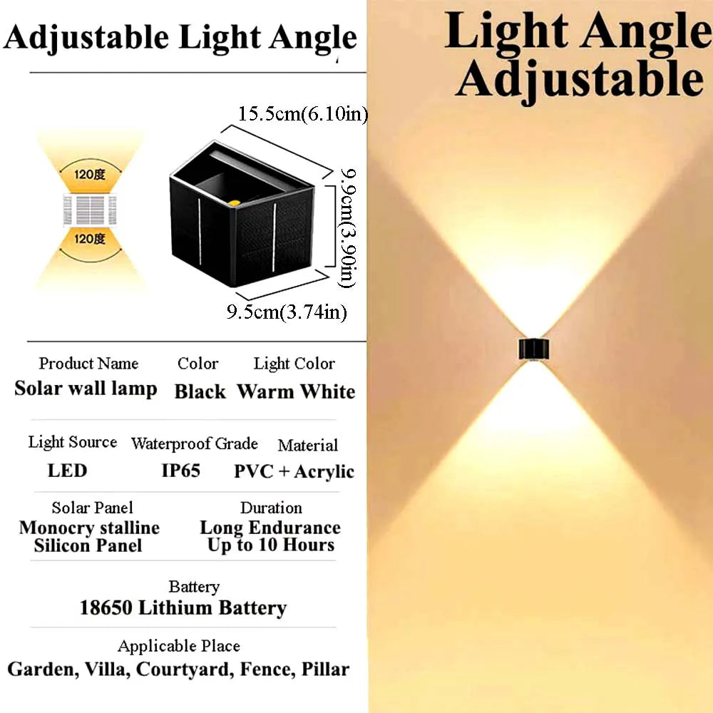 Solar LED Wall Washer Sconce – IP65 Outdoor Facade and Porch Light