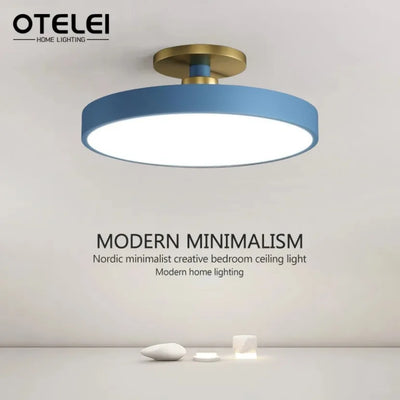 Circular Macaron LED Ceiling Light - Modern Minimalist Remote Dimming Chandelier for Bedroom & Living Room