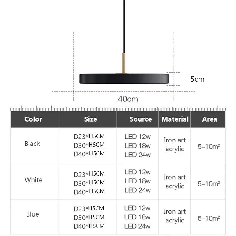 Modern LED Pendant Light with Remote Control – Contemporary Pendant Lamp for Bedroom, Living Room, and Dining Room