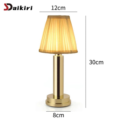 LED Fabric Table Lamp – Three-Position Dimmable, Rechargeable Wireless Decorative Lamp for Restaurant & Hotel Atmosphere