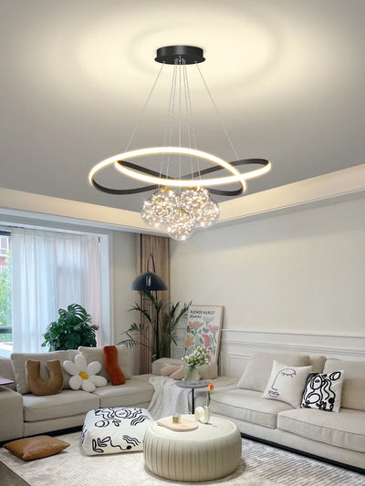 Modern LED Chandelier - Golden Pendant Lighting Fixture for Living Room, Bedroom, Dining Room, Kitchen