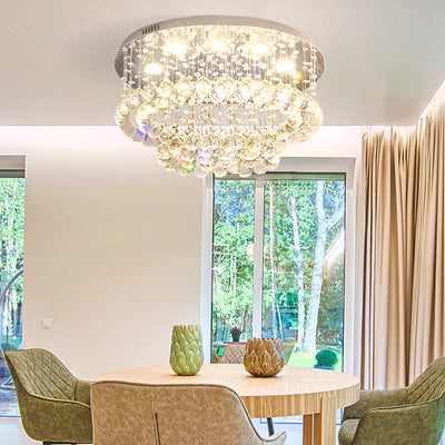 Round Ceiling Lights 2024 - Modern LED Lighting with Crystal Ball Lustre for Living Room, Luxury Home Decor