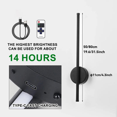 Rechargeable LED Wall Light - 50cm/80cm Wireless Dimming Sconce with Remote Control