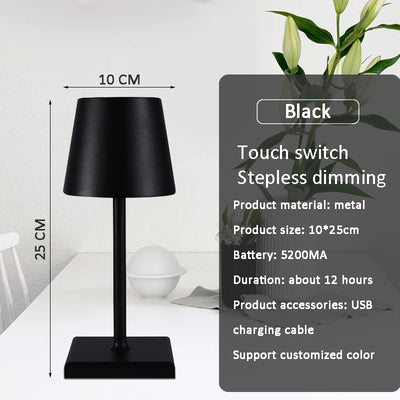Vintage Dimmable Wireless Rechargeable Table Lamp - Stylish Desk Lamp for Bedroom Night Bedside Light