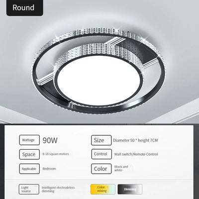 Modern Crystal LED Ceiling Lamp for Eastern Minimalist Decor - Round Pendant Lamp for Living Room, Bedroom, Study
