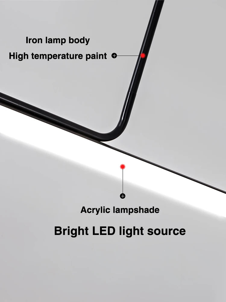 Modern Dimmable Black Long Tube LED Chandelier for Dining Table - Minimalist Pendant Lights for Kitchen Decor