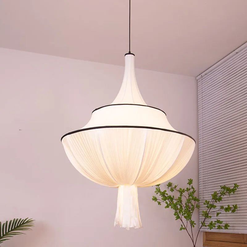 Vintage Cloth Pendant Lights - French Inspired Ceiling Lamps for Wabi Sabi Bedroom Decor