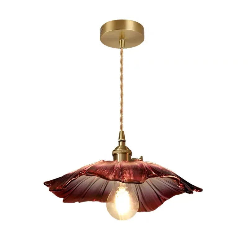 Nordic Vintage Copper Glass LED Pendant Light Fixture