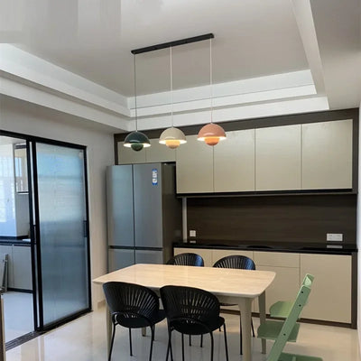 Nordic Semicircular Pendant Light Colorful LED Hanging Ceiling Lamp for Restaurant, Living Room, Bar