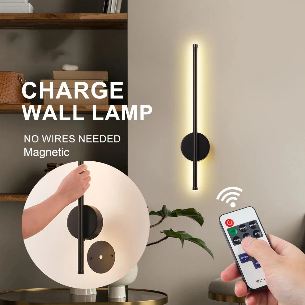Rechargeable LED Wall Light - 50cm/80cm Wireless Dimming Sconce with Remote Control