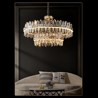 LED Golden Chrome Silver Crystal Hanging Lamps Chandelier Lighting Suspension Luminaire Lampen for Living Room