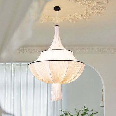 Vintage Cloth Pendant Lights - French Inspired Ceiling Lamps for Wabi Sabi Bedroom Decor