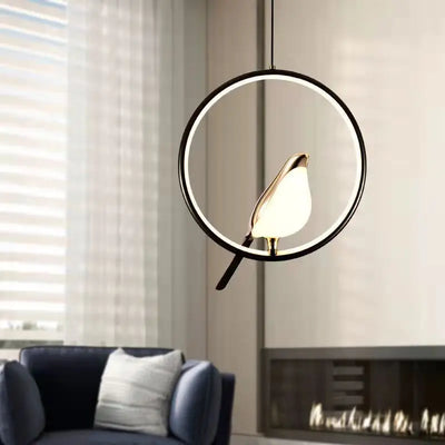 Nordic Magpie LED Pendant Light – Luxury Postmodern Hanging Lamp for Bedroom and Study
