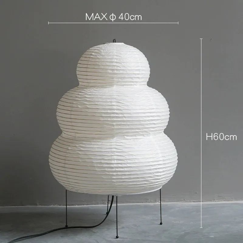 Wabi-sabi Desktop Decorative Rice Paper Tripod Floor Lamp | Unique Living Room & Bedroom Lighting