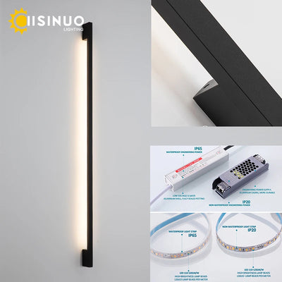 Minimalist Long Strip Outdoor Wall Lamp - Modern Black Sconce for Garden and Porch Lighting