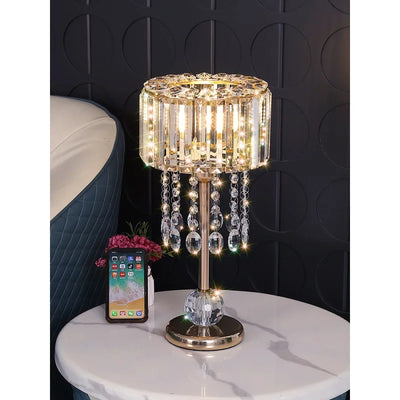 Luxury Crystal Love Golden Light Table Lamp – Touch Dimming & Remote Control for Bedroom, Living Room, Bedside