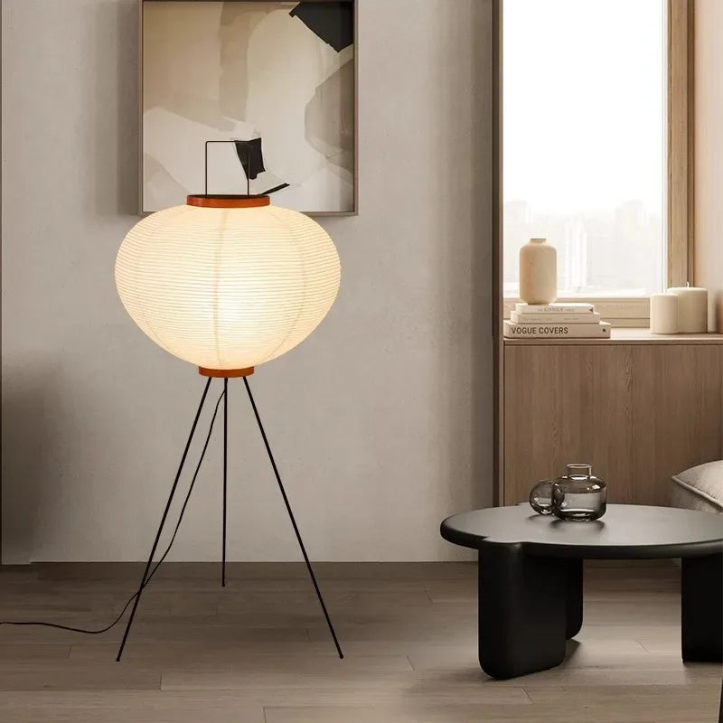 Noguchi Akari Rice Paper Floor Lamp – Wabi Sabi Vintage Standing Light for Living Room & Bedroom