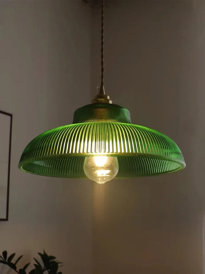 LED Vintage Green Glass Pendant Light – Classic Hanging Lamp for Living Room, Bedroom, and Dining Room