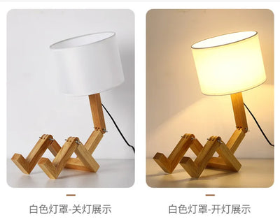 Wooden Robot Shape Creative Table Lamp: A Whimsical Addition to Your Decor