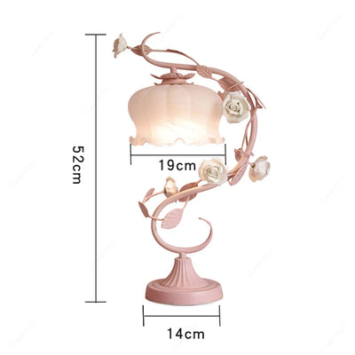 Romantic European-style Pink Rose Table Lamp – LED Bedside Night Light for Bedroom, Princess and Children’s Room
