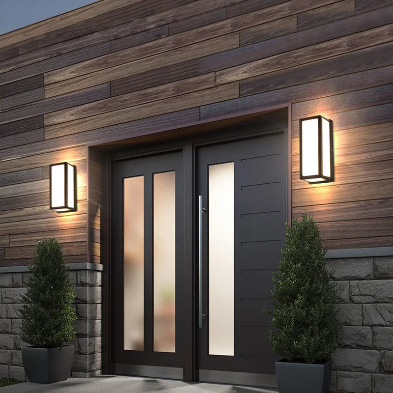 Extra Large LED Outdoor Wall Lamp with Motion Sensor - Waterproof IP65 Black Outdoor Lighting Fixture