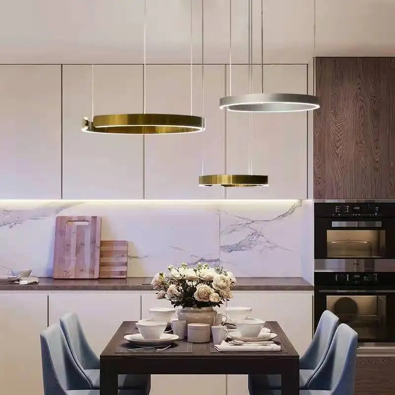Nordic Ring LED Pendant Lamp | Dimmable Chandelier for Dining, Living Room, and Kitchen